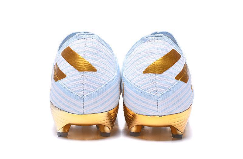 Adidas Nemeziz Messi 19.1 FG Soccers Cleats Shoes Gold White