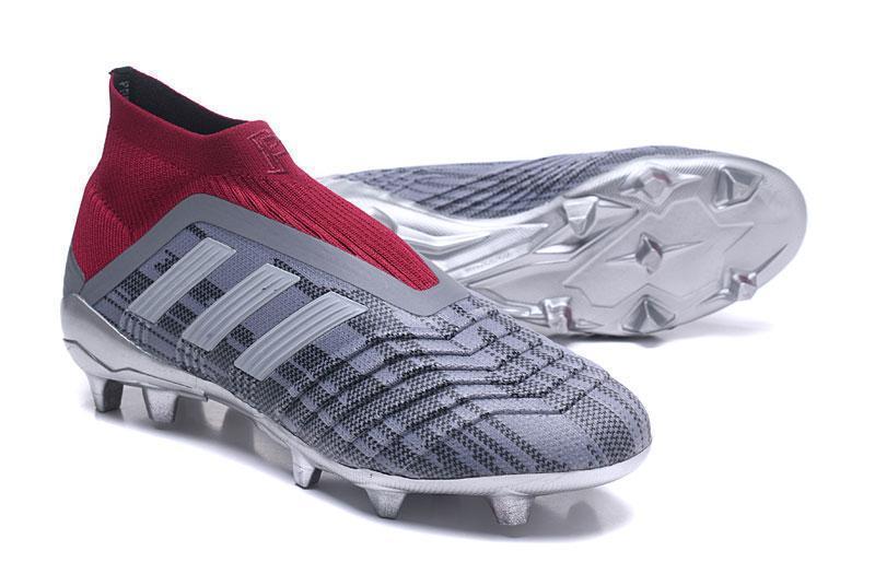 Adidas Predator 18+ Paul Pogba FG Soccer Cleats Iron Metallic Grey Red