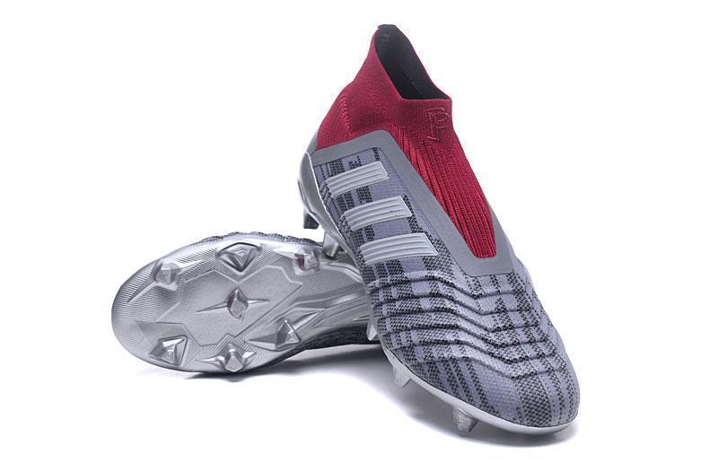 Adidas Predator 18+ Paul Pogba FG Soccer Cleats Iron Metallic Grey Red