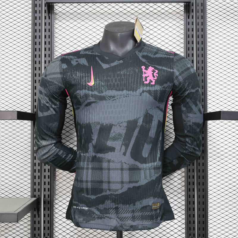 Camisola Manga Comprida Chelsea 2024-25 Away Preta Versão Jogador
