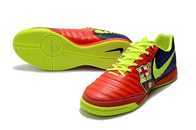 Nike TiempoX Ligera IV Barcelona IC Soccer Shoes Red Fluorescent Green