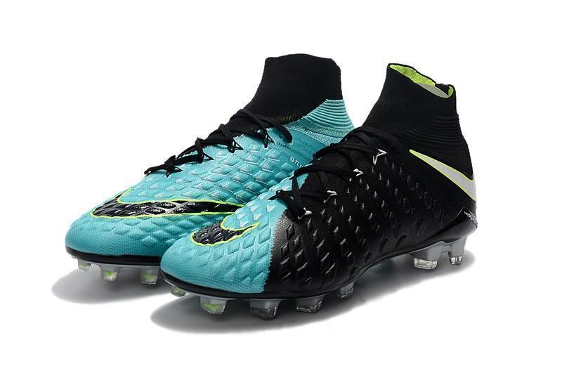 Nike Hypervenom Phantom III DF FG Soccer Cleats Black Turquoise Blue