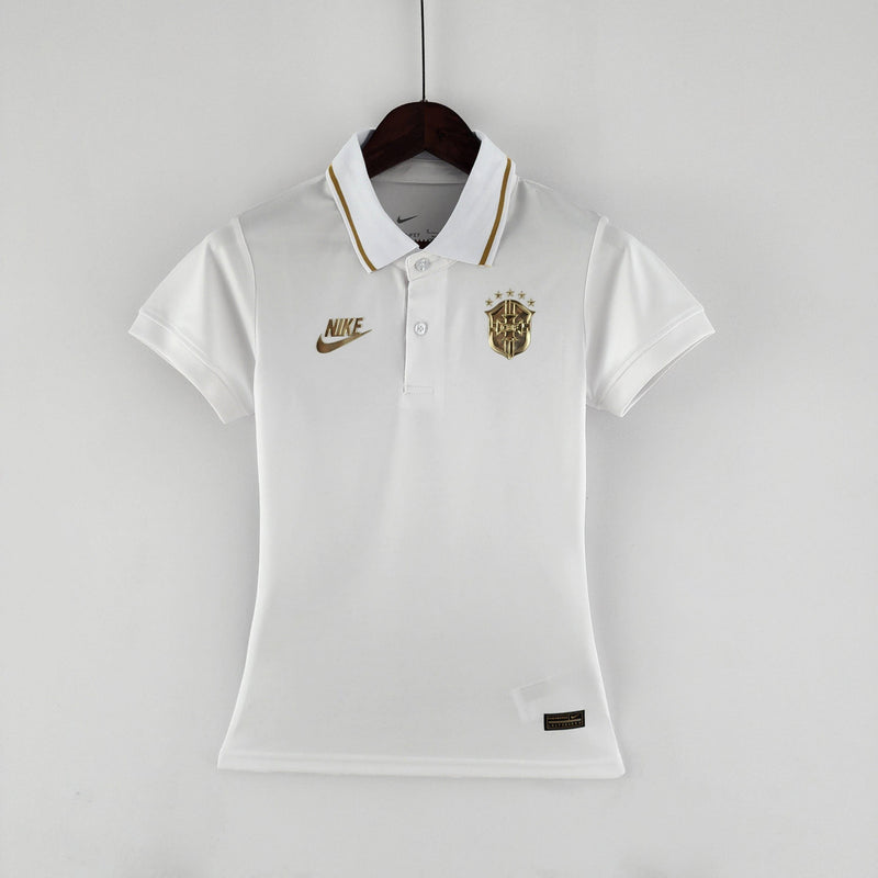 Camisola Feminina Seleção Brasil 2022/23 Branca e Dourada