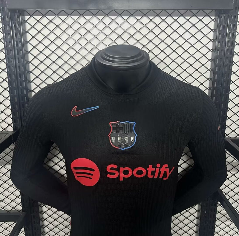 Camisola Manga Comprida FC Barcelona 2024-25 Away Preta Versão Jogador