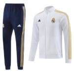 Kit Real Madrid Long Zipper White and Blue