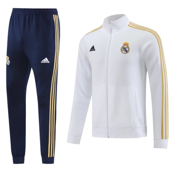 Kit Real Madrid Long Zipper White and Blue - Imagem 1
