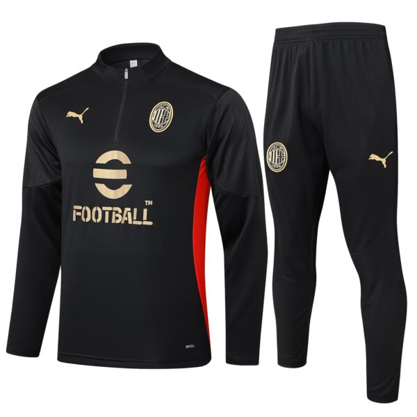 Kit AC Milan Short Zipper Training Black - Imagem 1