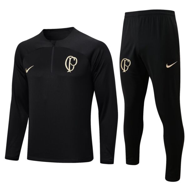 Kit Corinthians Short Zipper Training Black - Imagem 1