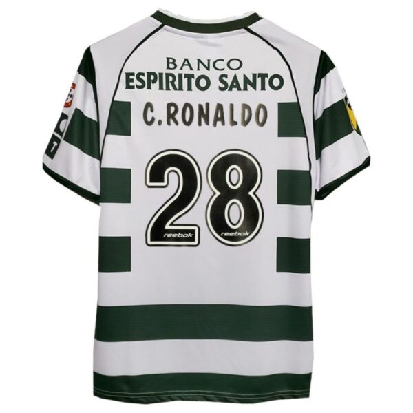 Cristiano Ronaldo #28 Sporting Home Retro Jersey 2002/03 - Imagem 1