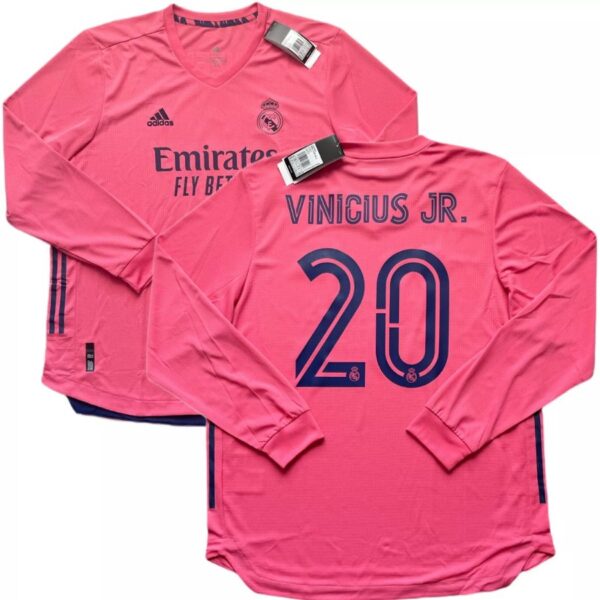 BRINDE-2024-12-17T205042.333 Real Madrid Away Long Sleeve Fan Jersey 2020/21 Vini Jr. 20 - Imagem 1