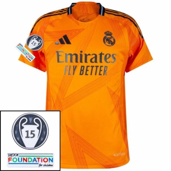 Real Madrid Bellingham 5 Away Fan Jersey 2024/25 Patches UCL UEFA Foundation (Official Printing) - Imagem 3