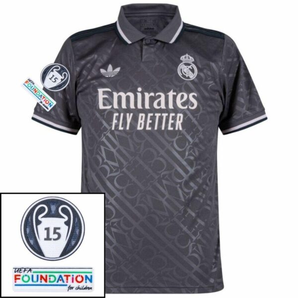 Real Madrid Endrick 16 Third Fan Jersey 2024/25 Patches UCL UEFA Foundation (Official Printing) - Imagem 6