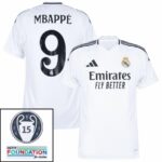 Real Madrid Mbappé 9 Home Fan Jersey 2024/25 Patches UCL UEFA Foundation (Official Printing)