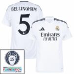 Real Madrid Bellingham 5 Home Fan Jersey 2024/25 Patches UCL UEFA Foundation (Official Printing)