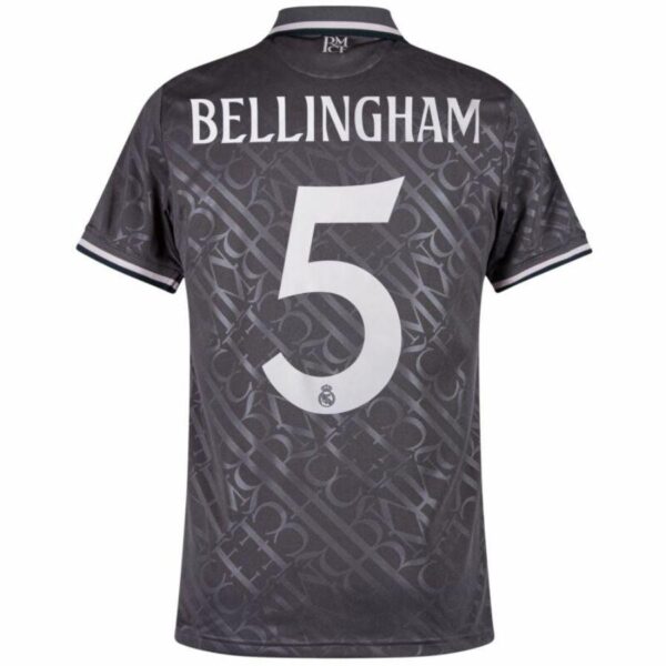 Real Madrid Bellingham 5 Third Fan Jersey 2024/25 Patches UCL UEFA Foundation (Official Printing) - Imagem 2