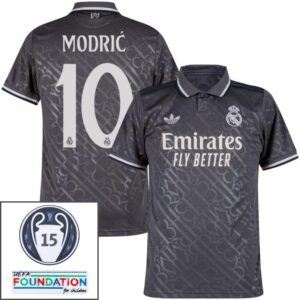 Real Madrid Modric 10 Third Fan Jersey 2024/25 Patches UCL UEFA Foundation (Official Printing)