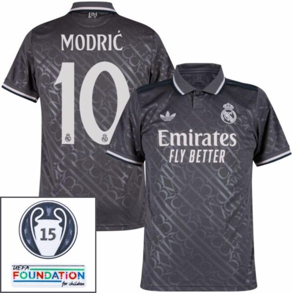 BRINDE-2025-03-04T205712.868_4bd71d93-6c12-41c4-b605-1720cf08dd67 Real Madrid Modric 10 Third Fan Jersey 2024/25 Patches UCL UEFA Foundation (Official Printing) - Imagem 1