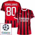 AC Milan Home Fan Jersey 2024/25 Patches UCL UEFA Foundation (Official Printing) - Imagem 5