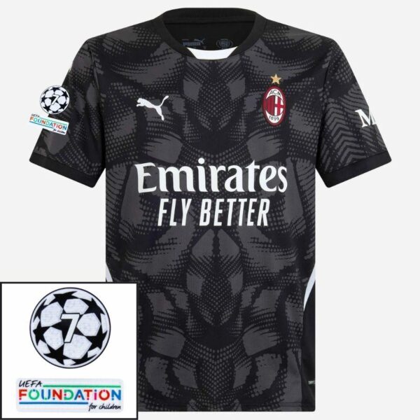 AC Milan GK Home 2024/25 Patches UCL UEFA Foundation (Official Printing) - Imagem 1