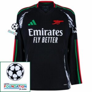 Arsenal Away Fan Jersey Long Sleeve 2024/25 Patches UCL UEFA Foundation (Official Printing)