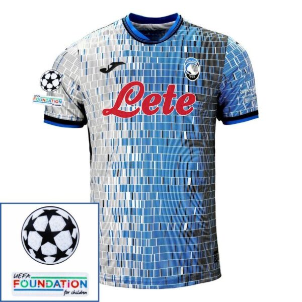 Atalanta Fan Jersey 2024/25 Patches UCL UEFA Foundation (Official Printing) - Imagem 1