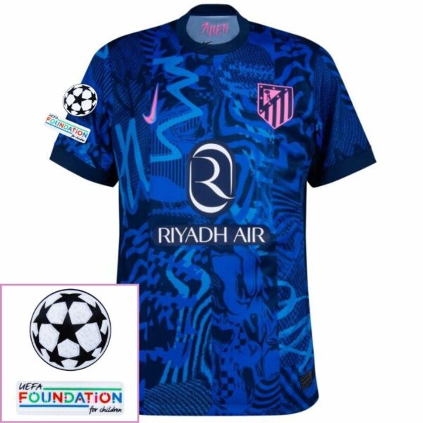 Atlético Madrid Griezmann 7 Third Fan Jersey 2024/25 Patches UCL UEFA Foundation (Official Printing) - Imagem 3