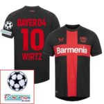 Bayer 04 Leverkusen Home Fan Jersey 2023/24 Patches UCL UEFA Foundation (Official Printing) - Imagem 3
