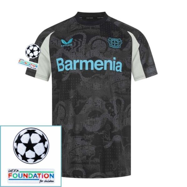 Bayer 04 Leverkusen Wirtz 10 Third Fan Jersey 2024/25 Patches UCL UEFA Foundation (Official Printing) - Imagem 3