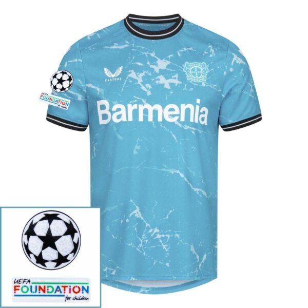 Bayer 04 Leverkusen Third Fan Jersey 2024/25 Patches UCL UEFA Foundation (Official Printing) - Imagem 1