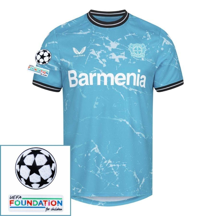 BRINDE-2025-03-04T232737.849 Bayer 04 Leverkusen Third Fan Jersey 2024/25 Patches UCL UEFA Foundation (Official Printing) - Imagem 1