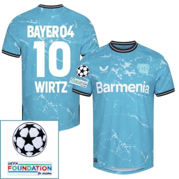Bayer 04 Leverkusen Third Fan Jersey 2024/25 Patches UCL UEFA Foundation (Official Printing) - Imagem 3