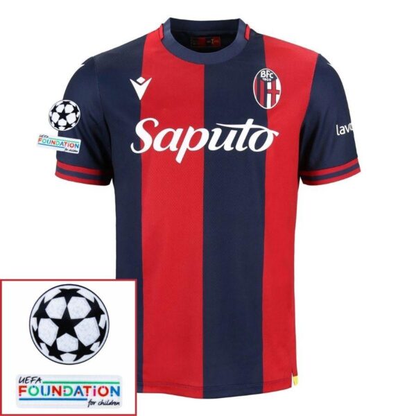 Bologna Home Fan Jersey 2024/25 Patches UCL UEFA Foundation (Official Printing) - Imagem 1