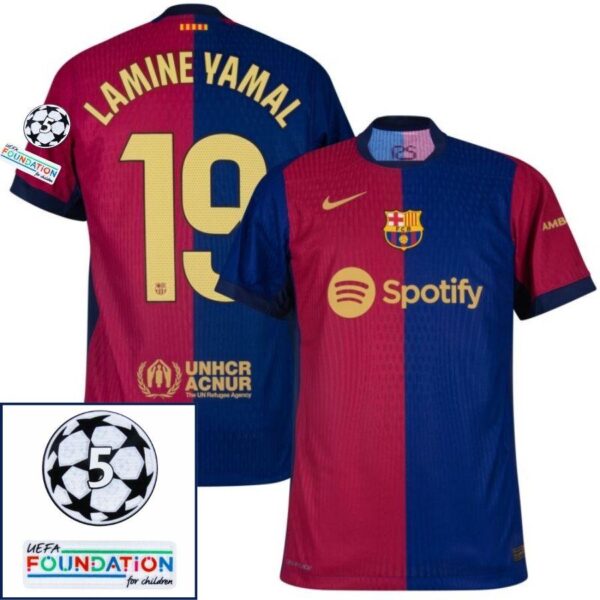 Barcelona Home 2024/25 Patches UCL UEFA Foundation (Official Printing) - Imagem 6