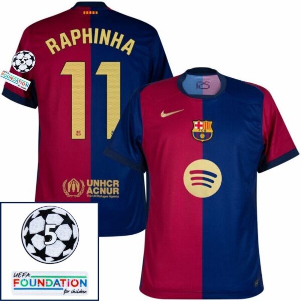 Barcelona Home 2024/25 Patches UCL UEFA Foundation (Official Printing) - Imagem 5