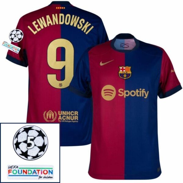 Barcelona Home 2024/25 Patches UCL UEFA Foundation (Official Printing) - Imagem 10