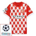 Girona Home 2024/25 Patches UCL UEFA Foundation (Official Printing)