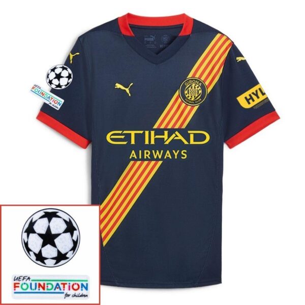 Girona Away 2024/25 Patches UCL UEFA Foundation (Official Printing) - Imagem 1