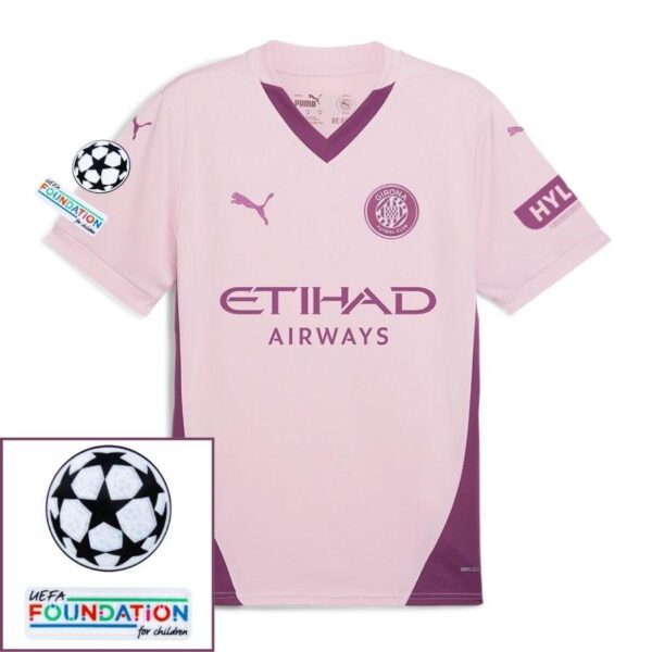 Girona Third 2024/25 Patches UCL UEFA Foundation (Official Printing) - Imagem 1