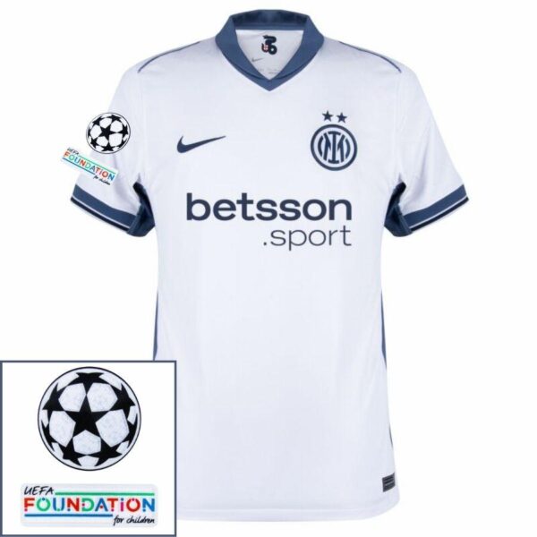 Inter Milan Away 2024/25 Patches UCL UEFA Foundation (Official Printing) - Imagem 1