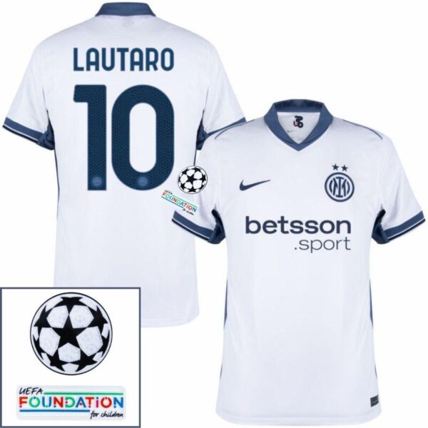 Inter Milan Lautaro 10 Away 2024/25 Patches UCL UEFA Foundation (Official Printing) - Imagem 1