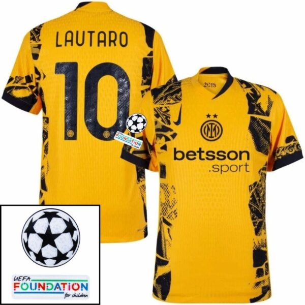 Inter Milan Lautaro 10 Third 2024/25 Patches UCL UEFA Foundation (Official Printing) - Imagem 1