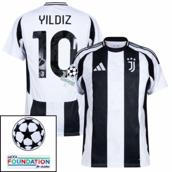 Juventus Home 2024/25 Patches UCL UEFA Foundation (Official Printing) - Imagem 5
