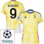 Juventus Vlahovic 9 Away 2024/25 Patches UCL UEFA Foundation (Official Printing)