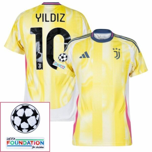 Juventus Yldiz 10 Away 2024/25 Patches UCL UEFA Foundation (Official Printing) - Imagem 1