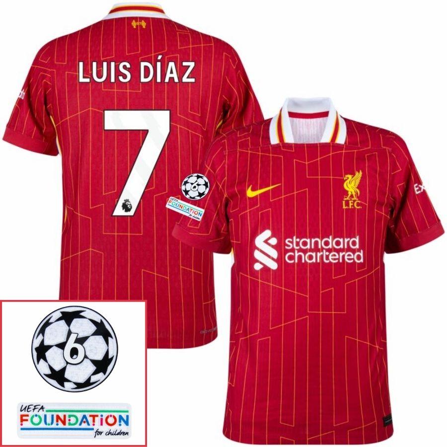 BRINDE-2025-03-05T202603.698 Liverpool Luis Díaz 7 Home 2024/25 Patches UCL UEFA Foundation (Official Printing) - Imagem 1
