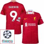 Liverpool Darwin 9 Home 2024/25 Patches UCL UEFA Foundation (Official Printing)