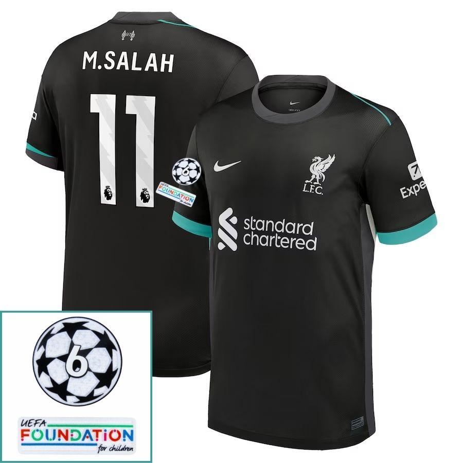 BRINDE-2025-03-05T203014.756_0a6d52f5-c81a-4702-8f45-feb878153e63 Liverpool Mohamed Salah 11 Away 2024/25 Patches UCL UEFA Foundation (Official Printing) - Imagem 1