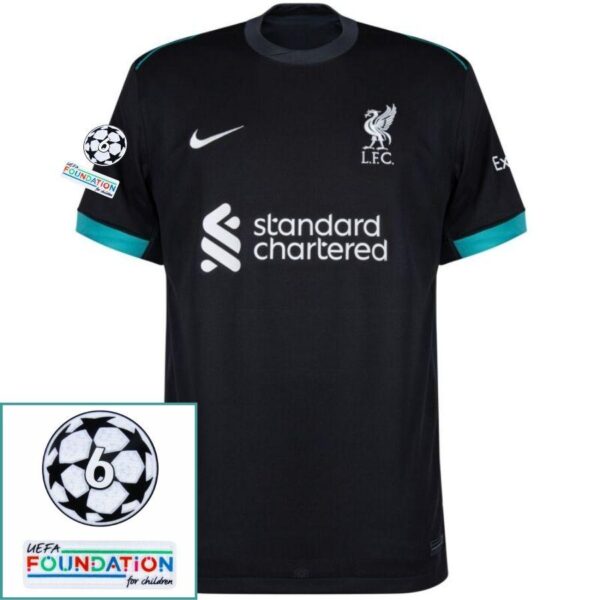 Liverpool Mohamed Salah 11 Away 2024/25 Patches UCL UEFA Foundation (Official Printing) - Imagem 4