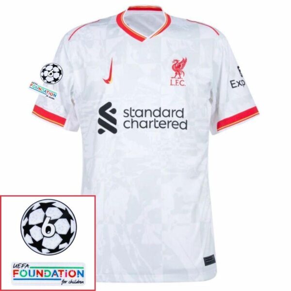 Liverpool Luis Díaz 7 Away 2024/25 Patches UCL UEFA Foundation (Official Printing) - Imagem 3