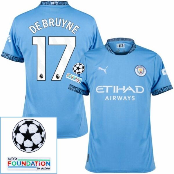 Manchester City Home 2024/25 Patches UCL UEFA Foundation (Official Printing) - Imagem 7